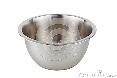 Steel mixing bowl isolated on white background Stock Photo