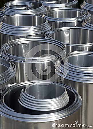 Stainless Steel Pipe Insulation Covers Stock Photo