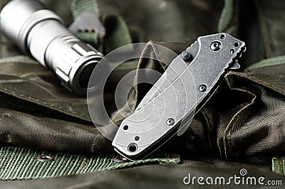 Stainless steel pocketknife Stock Photo