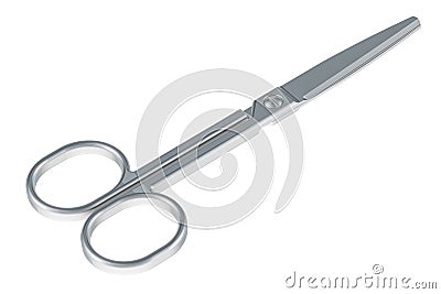 Stainless Steel Surgical Medical Scissors, 3D rendering Stock Photo