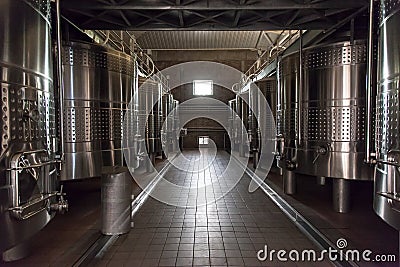 Stainless Steel Wine Tanks Mendoza Argentina Stock Photo