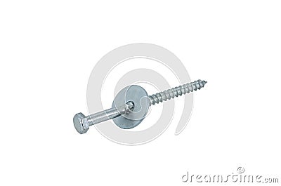 A stainless steel wood screw with a washe Stock Photo