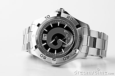 Stainless steel wristwatch Stock Photo