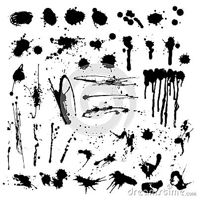 Set of ink spots and stains. For brush strokes. Ink drops Vector Illustration