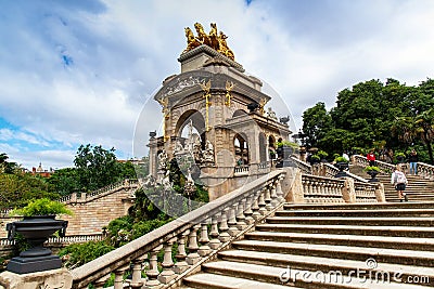 Stair of fountain in a Parc de la Ciutadella, Barcelona, Spain Editorial Stock Photo