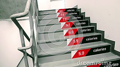 Stair riser with calories count banner Stock Photo