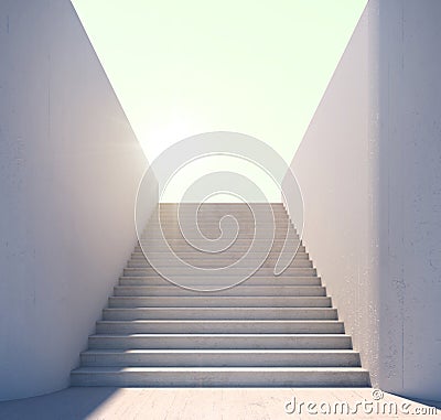 Stair step to the light.Concept for achievment or goals. Stock Photo