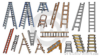 Stair vector color set icon.Vector illustration staircase on white background .Isolated color set icon stairway Vector Illustration