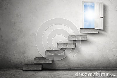 Staircase leading to opportunity door Stock Photo