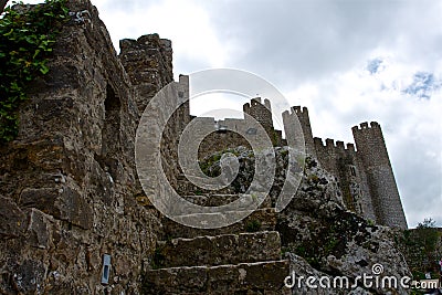 Staircase of the old castle of Obidos Stock Photo