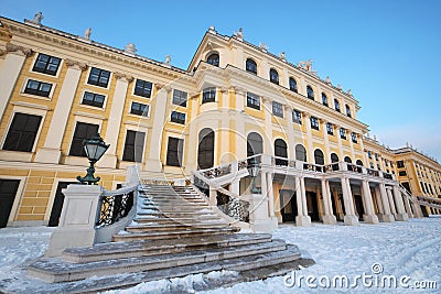 Staircase of Schonbrunn Palace at sunny winter Editorial Stock Photo