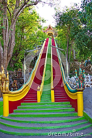 Staircase in temple, Naka statue Stock Photo