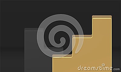 Staircase upward downward golden black competition podium best place level 3d design vector Vector Illustration