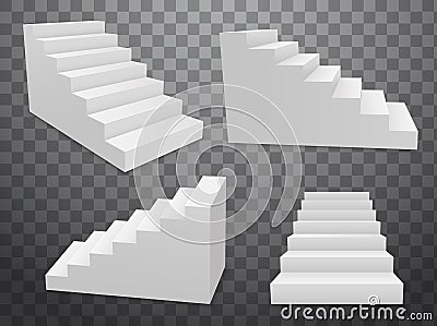 Staircase vector 3d isolated construction interior modern success. 3d ladder stair pedestal Vector Illustration