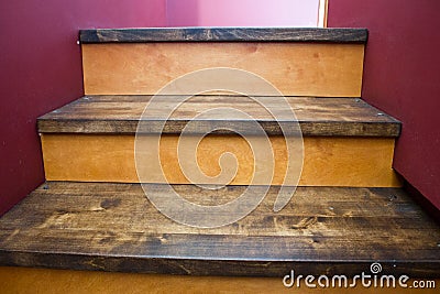 Staircase with wooden steps Stock Photo