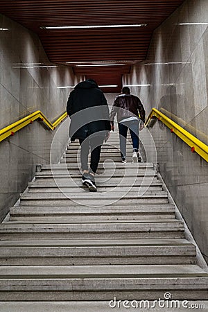 Two boys on Stairs Editorial Stock Photo