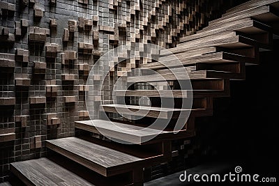 Stairs With Abstract Geometric Patterns, Symbolizing Order And Balance. Generative AI Stock Photo