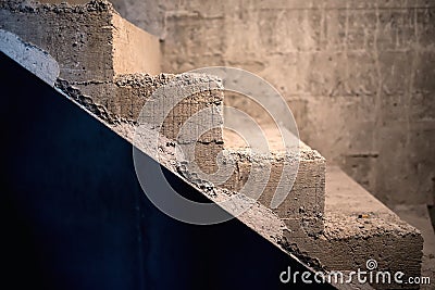 Stairs architecture with symmetric elements. Cement concrete staircase Stock Photo