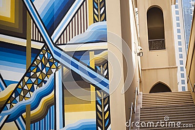 Stairs in a back alley in Dubai Editorial Stock Photo