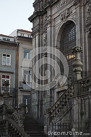 Stairs of the Church of the Clerics in Porto Stock Photo