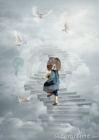 Stairs in the Clouds Stock Photo