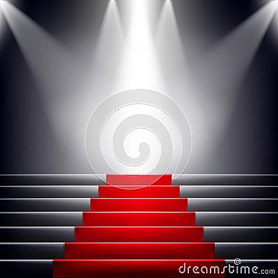 Stairs covered with red carpet. Vector Illustration