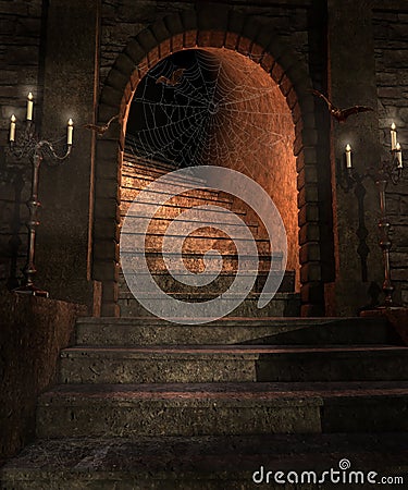 Stairs in a dungeon Stock Photo