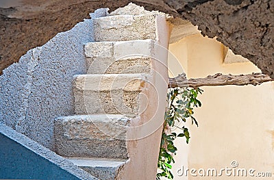 The stairs at Emporio, Santorini, Greece Stock Photo