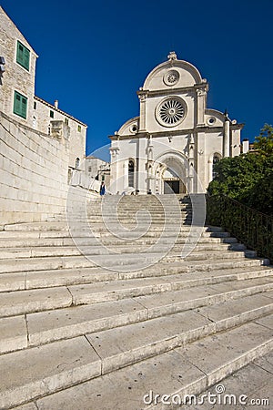 Stairs in front of the St.James cathedral Stock Photo