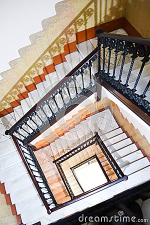 Stairs with geometrical shapes in an old house Stock Photo