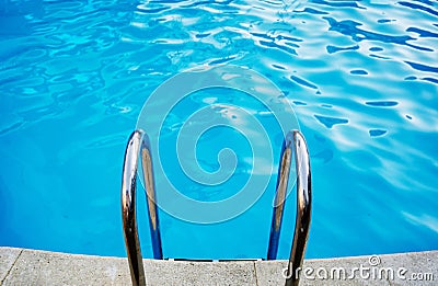 stairs for going down to the pool. a place to relax in the summer. Stock Photo