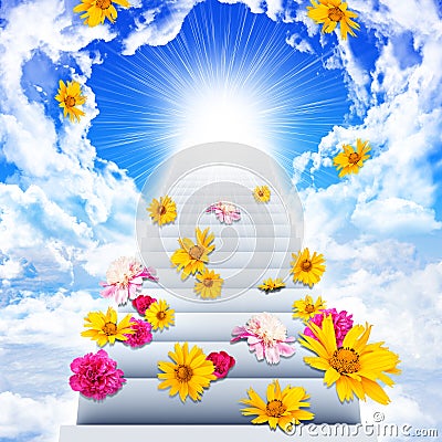 Stairs going up to heaven Stock Photo