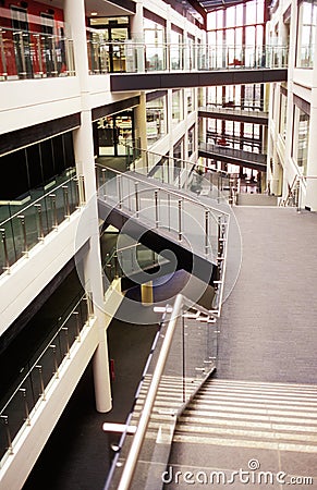 Stairs and hallways in university building Stock Photo