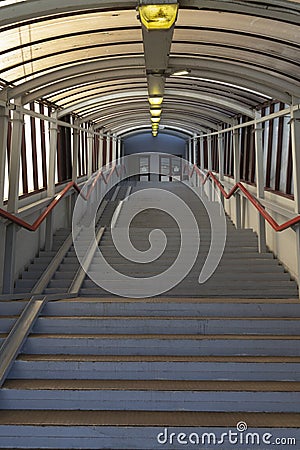 Stairs in handrails and a wheelchair ramp vertical orientation Stock Photo