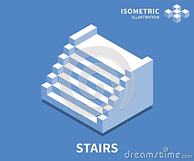 Stairs icon, vector illustration in flat isometric 3D style Vector Illustration