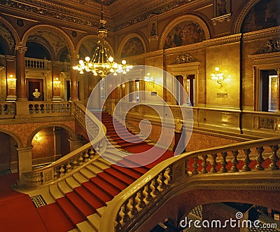 Stairs inside the Hungarian State Opera House in Budapest Stock Photo