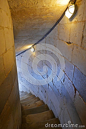 Stairs inside the Leaning Tower of Pisa Stock Photo