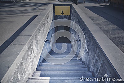 Stairs leading downstairs on a public underground station Stock Photo