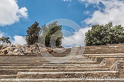 Stairs Leading Upwards With Rows of Seating at Mt. Helix Stock Photo