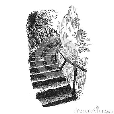 Stairs in the mountains Vector Illustration