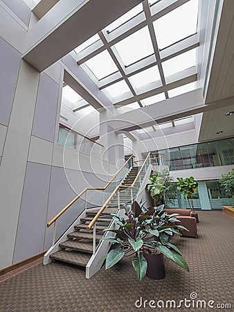 Stairs in office building lobby Stock Photo
