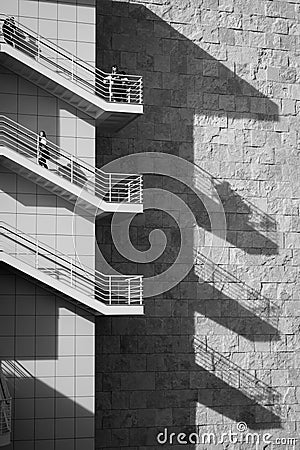 Stairs and shadow, Getty Center, Los Angeles Editorial Stock Photo