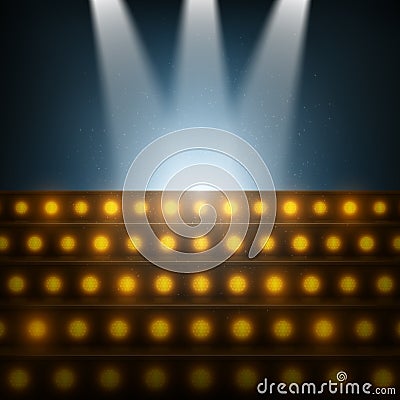 Stairs with Spotlights to Illuminated Stage. Vector Illustration