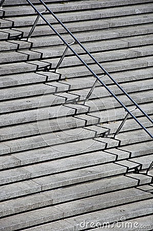 Stairs with stainless steel handrails Stock Photo
