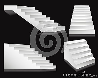 Stairs or staircases and podium ladders. Vector Illustration