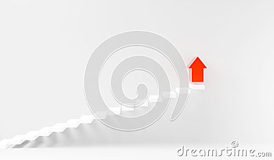 Stairs step up going success upward on interior white wall, Business growth Cartoon Illustration