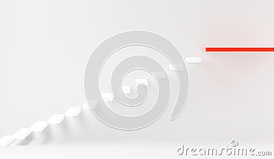 Stairs step up going success upward on interior white wall, Business growth Cartoon Illustration