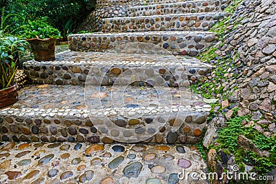 Stairs stone path in garden Stock Photo