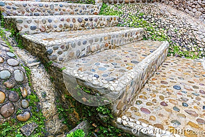 Stairs stone path in garden Stock Photo