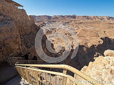 The stairs to Lower Terrace at the Northern Palace at Masada, Israel Editorial Stock Photo